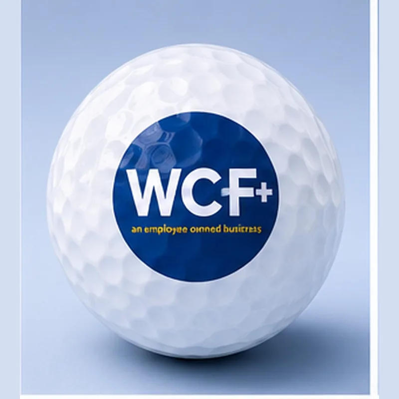 WCF logo printed on a golf ball